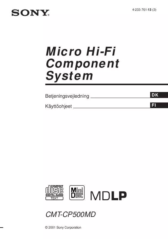 Mode d'emploi SONY CMT-CP500MD