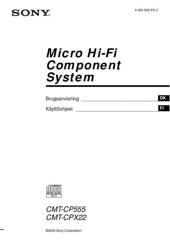 Mode d'emploi SONY CMT-CPX22