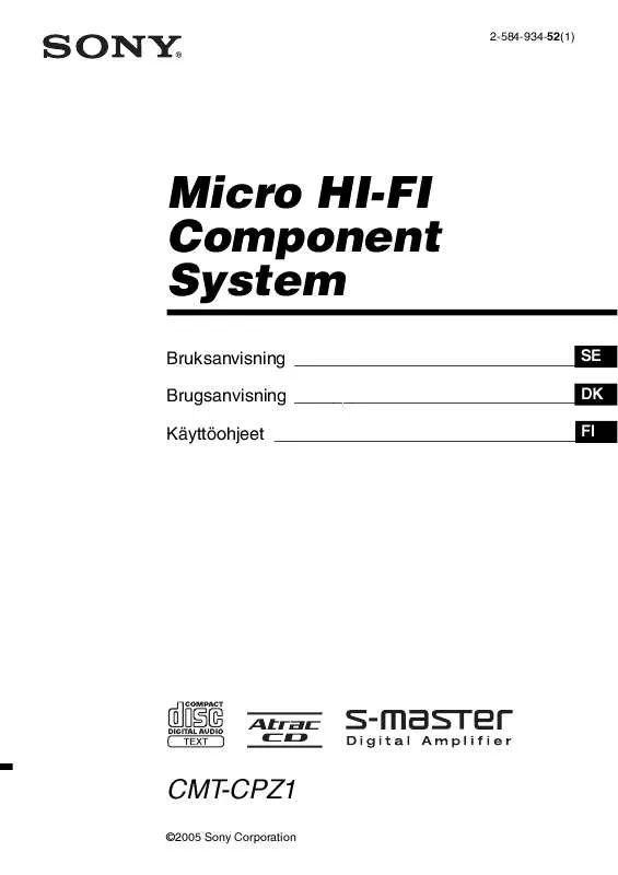 Mode d'emploi SONY CMT-CPZ1