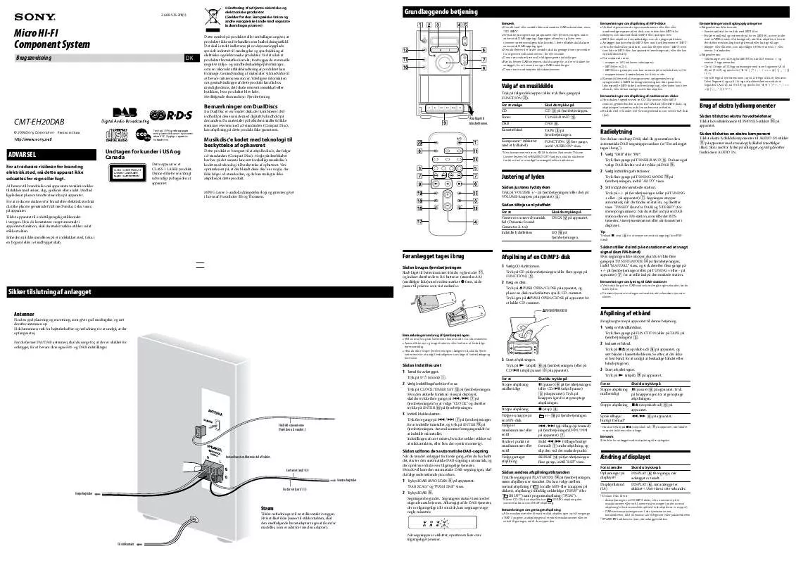 Mode d'emploi SONY CMT-EH20DAB