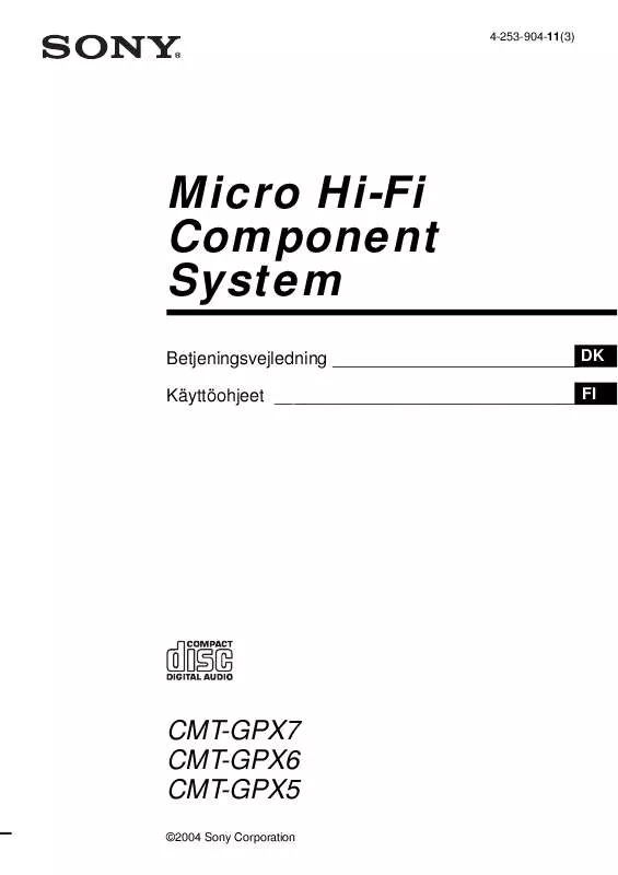 Mode d'emploi SONY CMT-GPX5