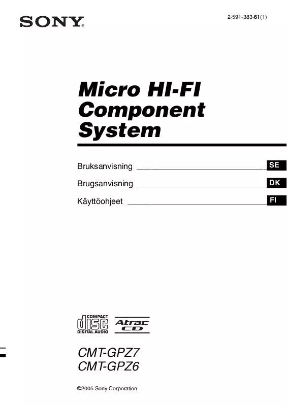 Mode d'emploi SONY CMT-GPZ7