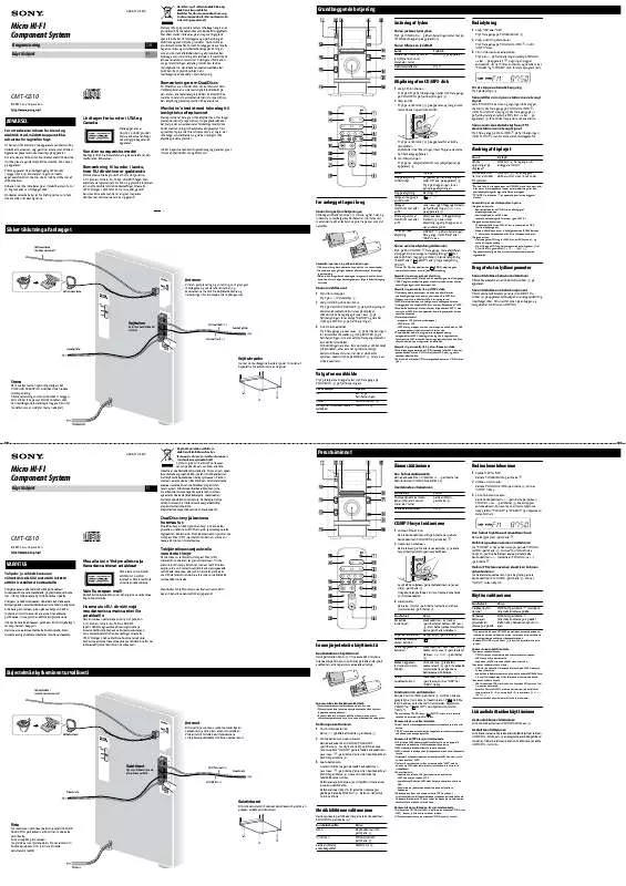 Mode d'emploi SONY CMT-GS10