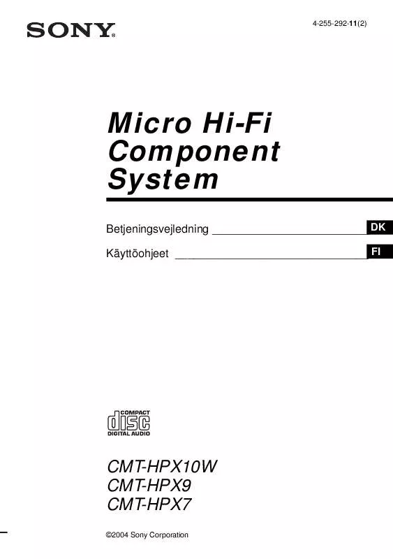 Mode d'emploi SONY CMT-HPX10W