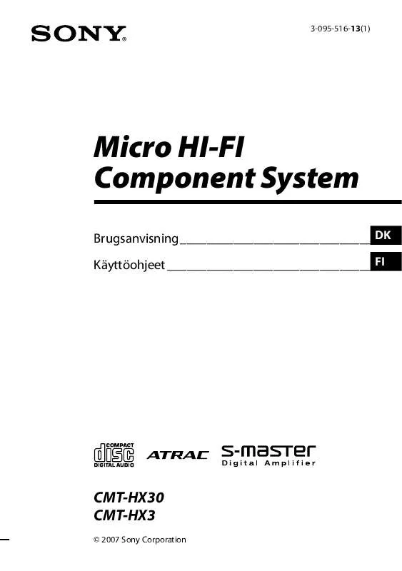 Mode d'emploi SONY CMT-HX30