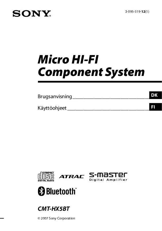 Mode d'emploi SONY CMT-HX5BT