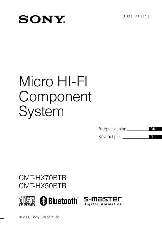 Mode d'emploi SONY CMT-HX70BTR