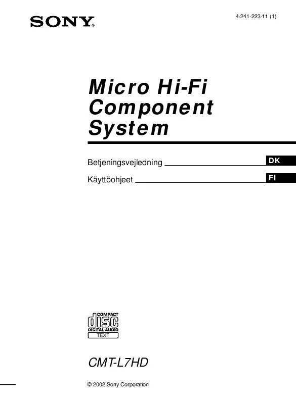 Mode d'emploi SONY CMT-L7HD