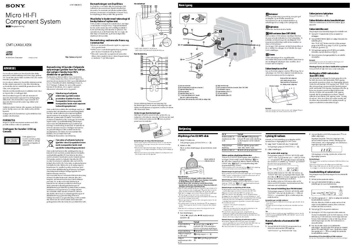 Mode d'emploi SONY CMT-LX40I