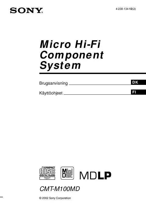 Mode d'emploi SONY CMT-M100MD