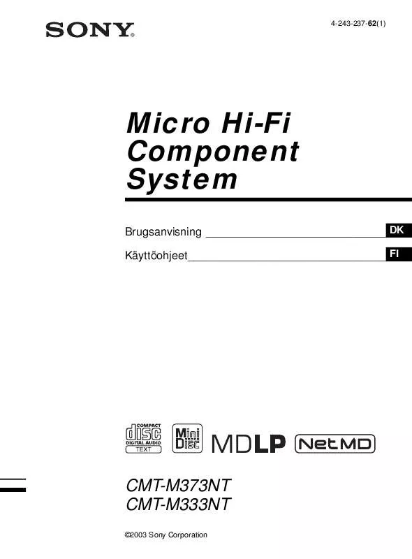 Mode d'emploi SONY CMT-M373NT