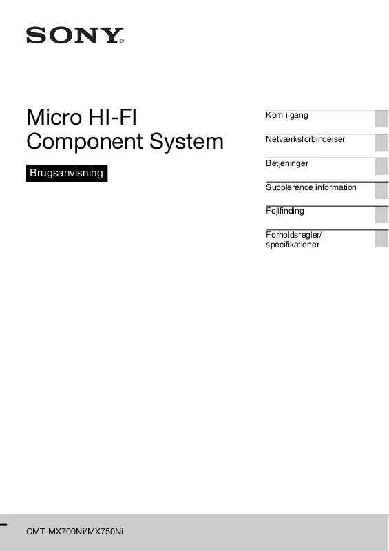 Mode d'emploi SONY CMT-MX700NI