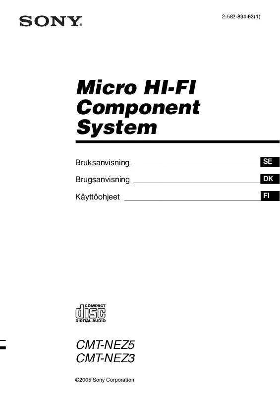 Mode d'emploi SONY CMT-NEZ5