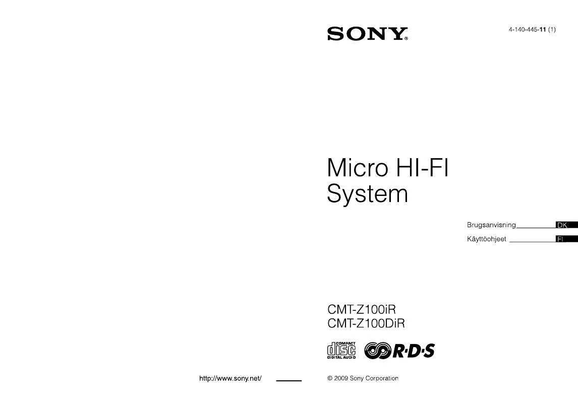 Mode d'emploi SONY CMT-Z100IR