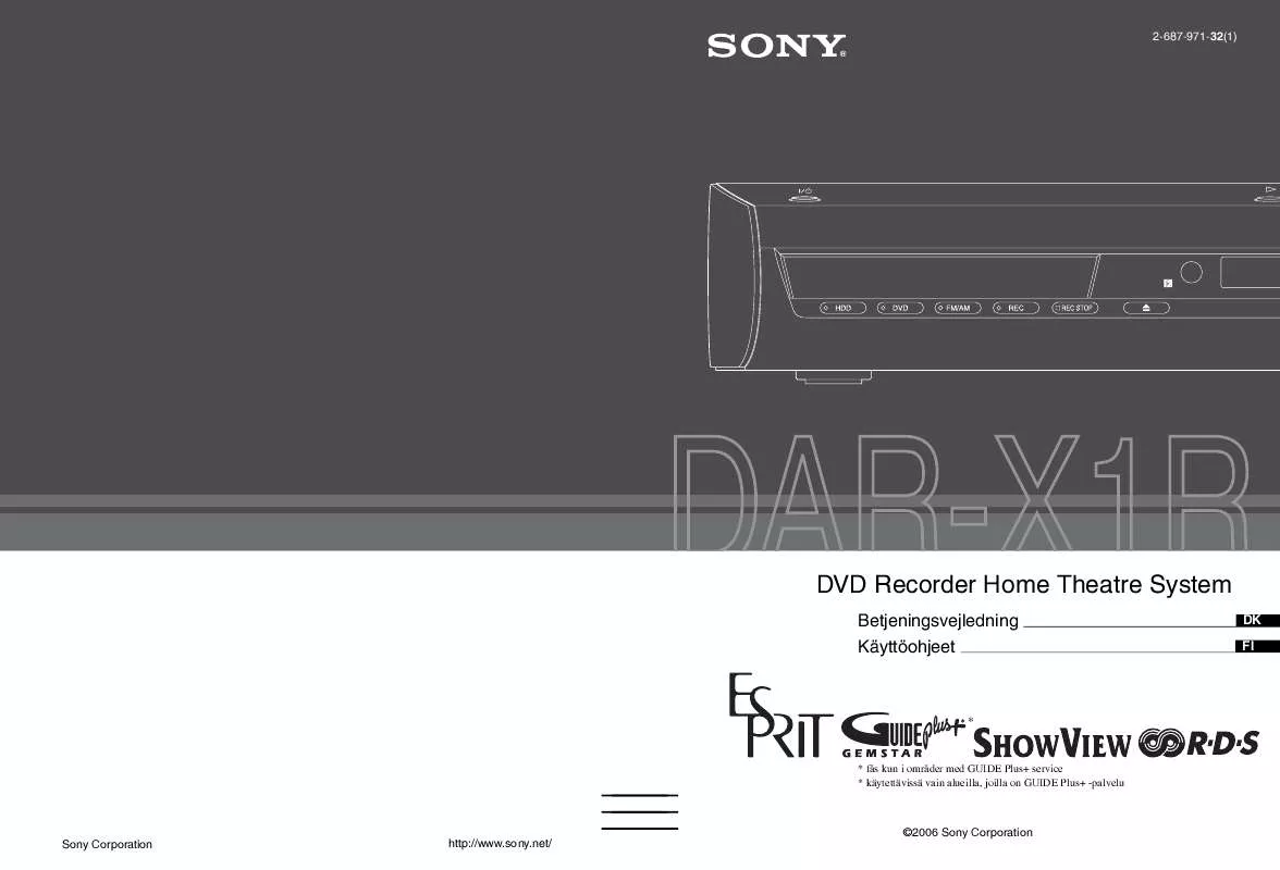 Mode d'emploi SONY DAR-X1R