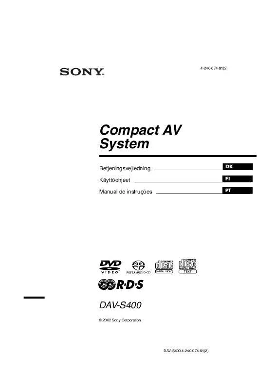 Mode d'emploi SONY DAV-S400