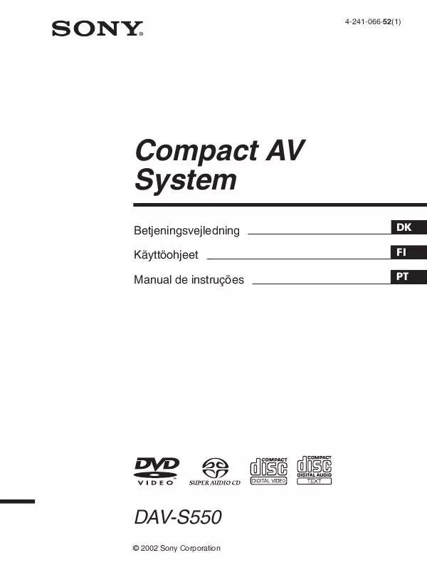 Mode d'emploi SONY DAV-S550