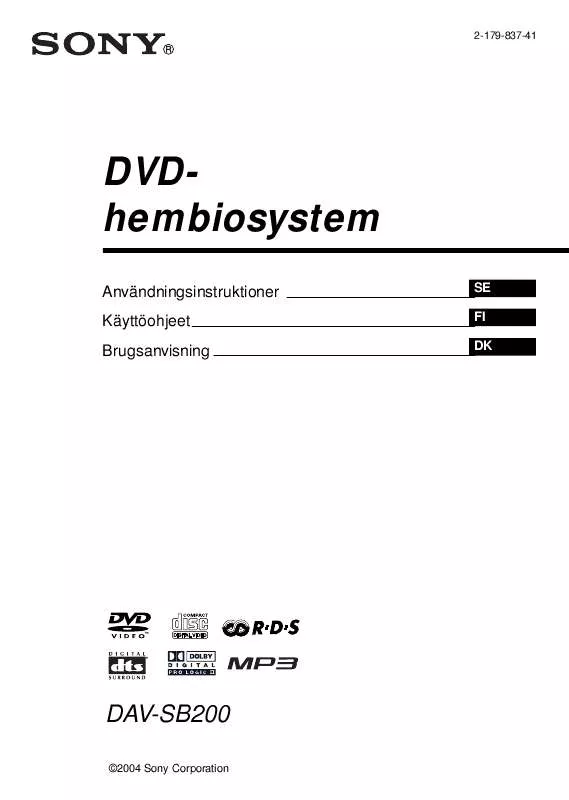 Mode d'emploi SONY DAV-SB200