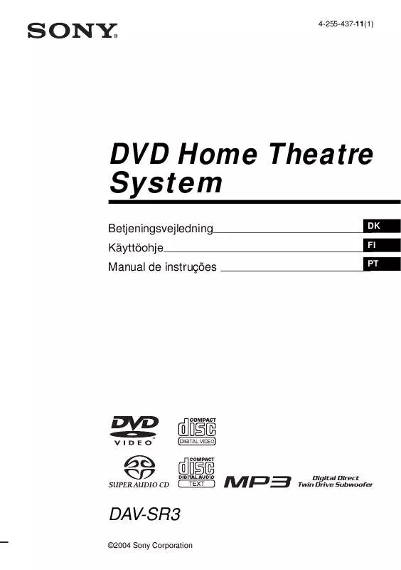 Mode d'emploi SONY DAV-SR3