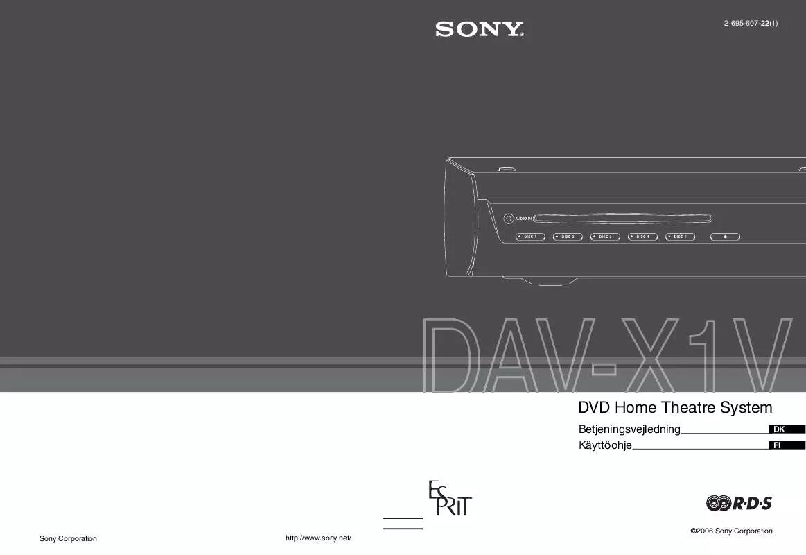 Mode d'emploi SONY DAV-X1V