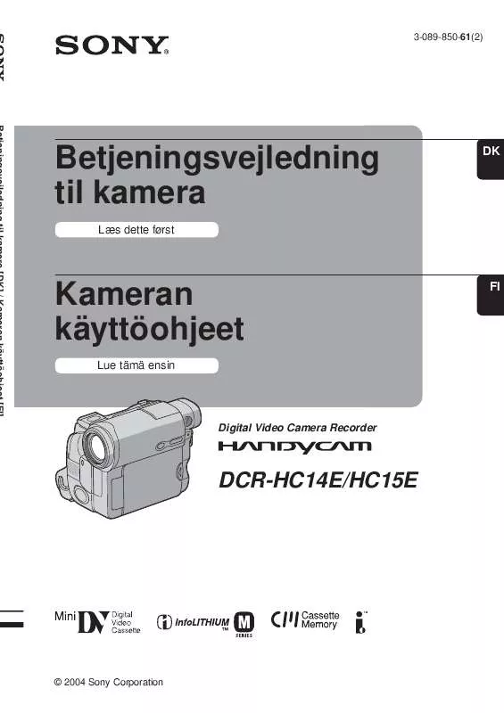 Mode d'emploi SONY DCR-HC14E