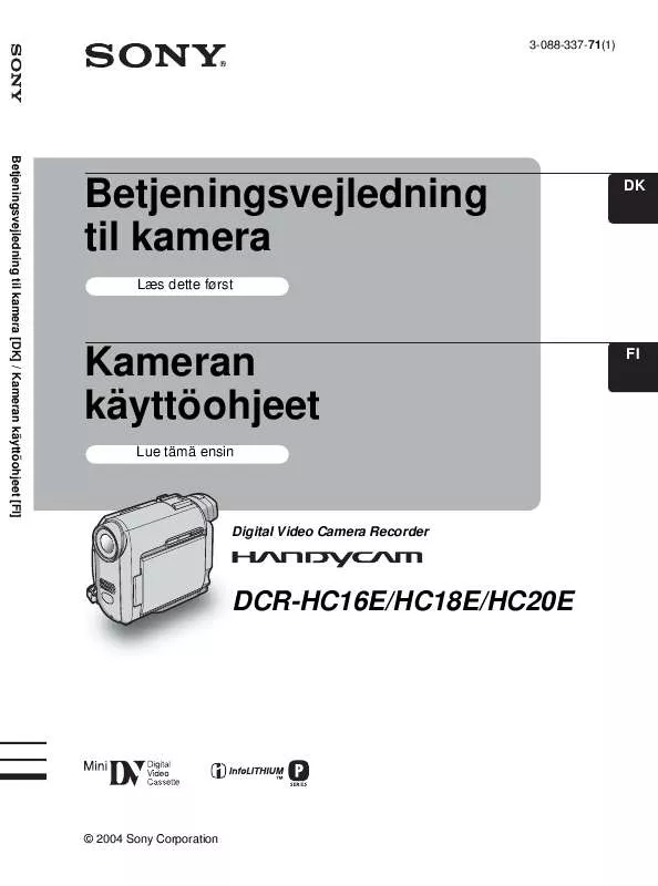 Mode d'emploi SONY DCR-HC16E