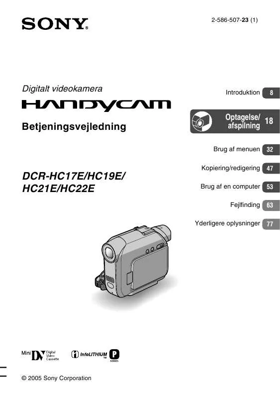 Mode d'emploi SONY DCR-HC17E