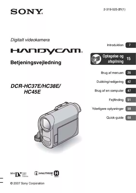 Mode d'emploi SONY DCR-HC37E