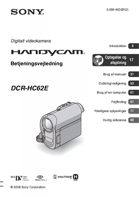 Mode d'emploi SONY DCR-HC62E