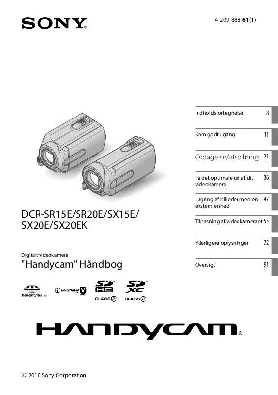 Mode d'emploi SONY DCR-SR15E