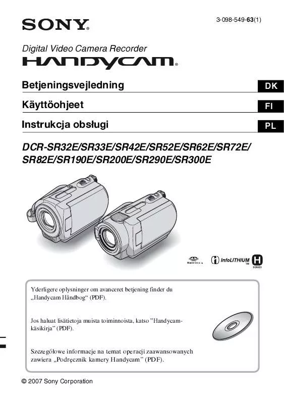 Mode d'emploi SONY DCR-SR300E