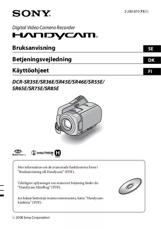 Mode d'emploi SONY DCR-SR35E