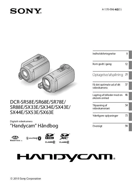 Mode d'emploi SONY DCR-SX34E