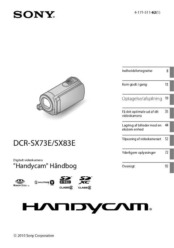 Mode d'emploi SONY DCR-SX73E