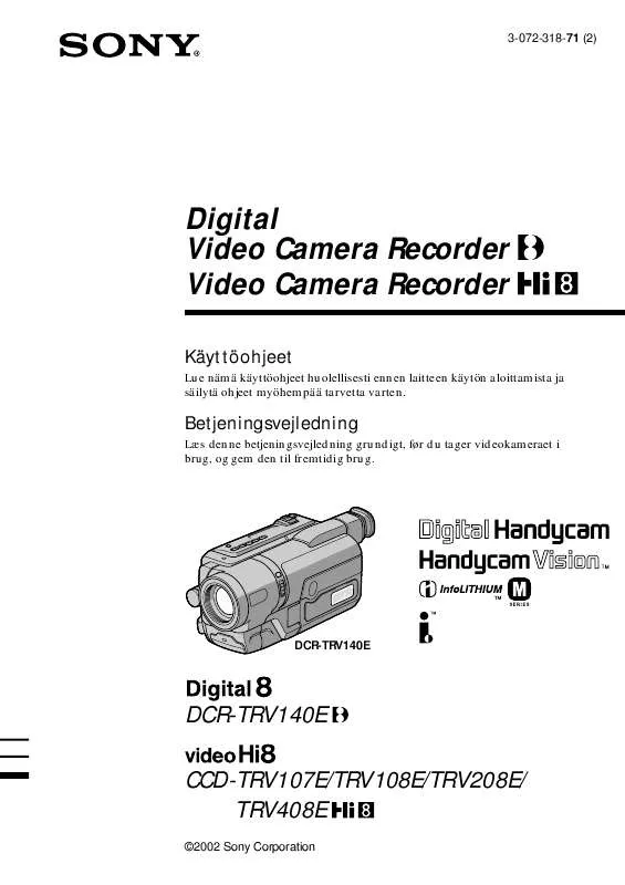 Mode d'emploi SONY DCR-TRV140E