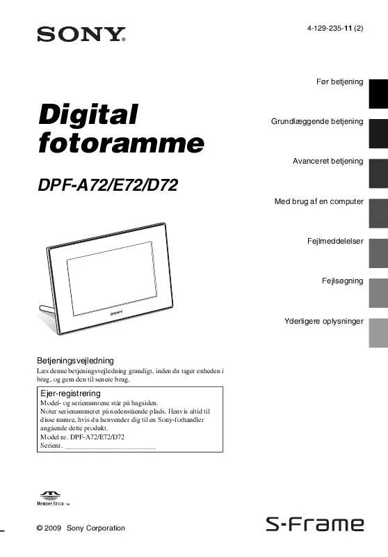 Mode d'emploi SONY DPF-A72