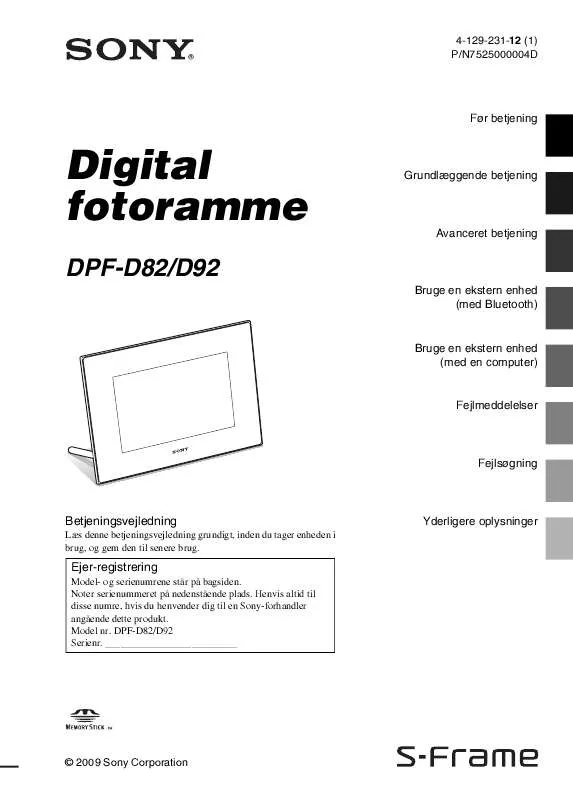 Mode d'emploi SONY DPF-D82