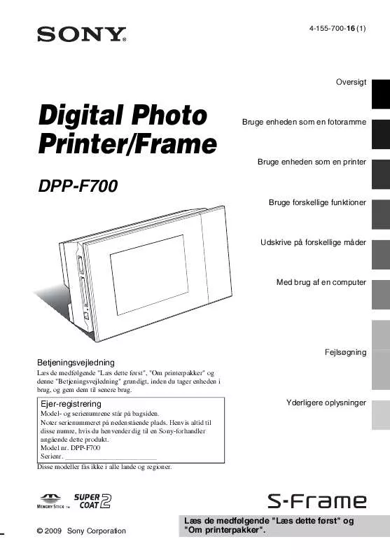 Mode d'emploi SONY DPP-F700