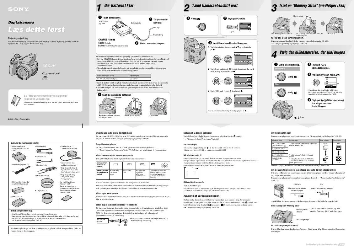 Mode d'emploi SONY CYBER-SHOT DSC-H1