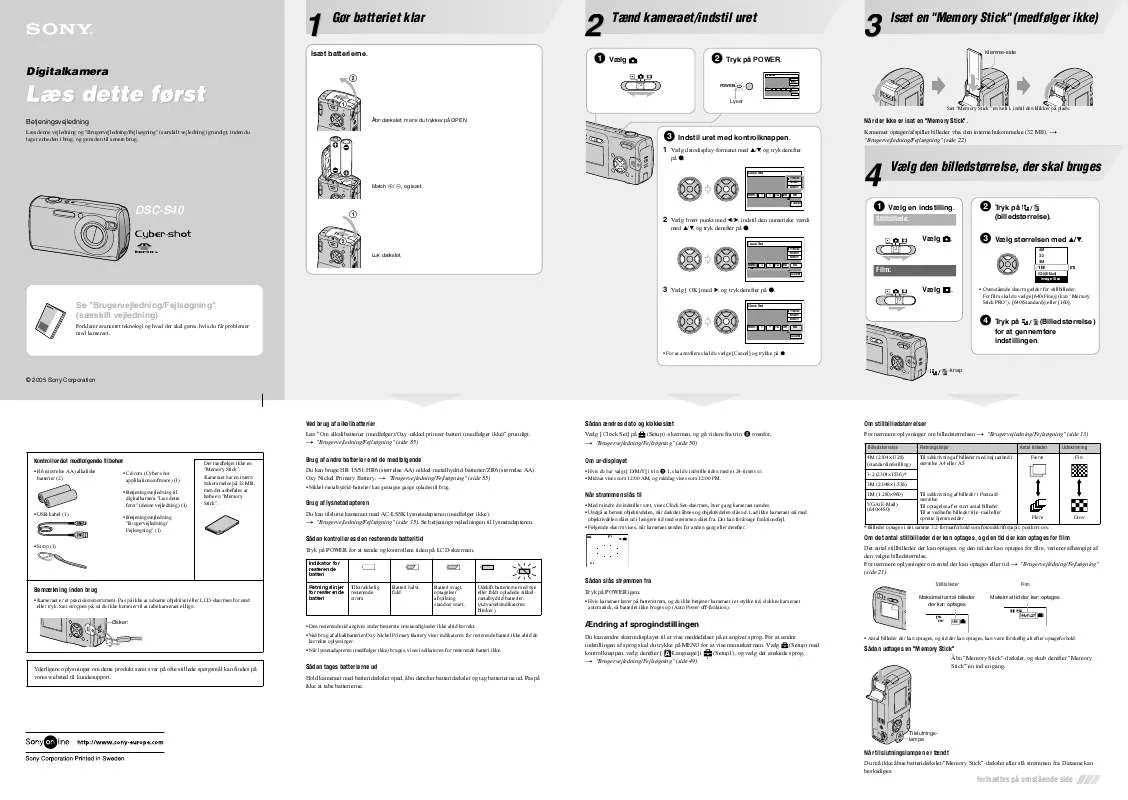 Mode d'emploi SONY CYBER-SHOT DSC-S40