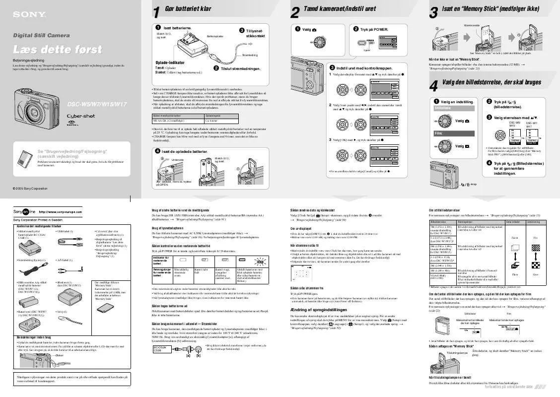 Mode d'emploi SONY CYBER-SHOT DSC-W15