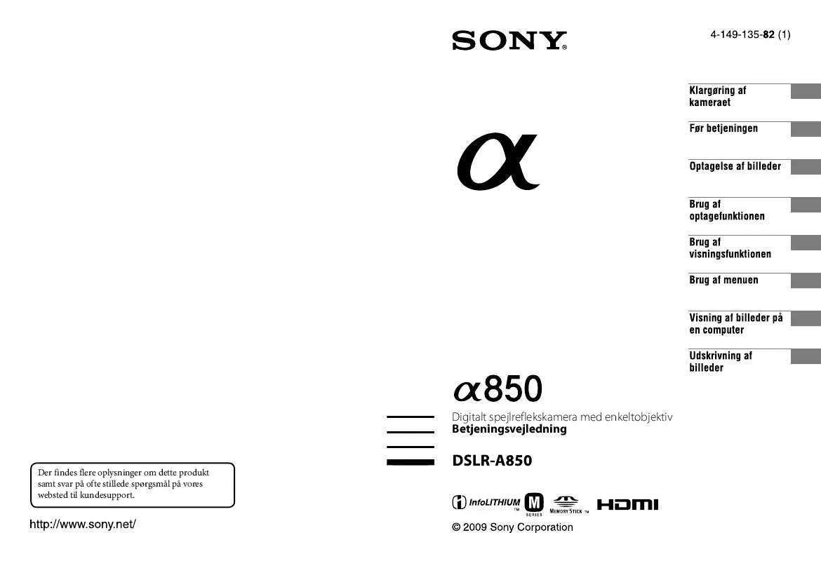 Mode d'emploi SONY DSLR-A850