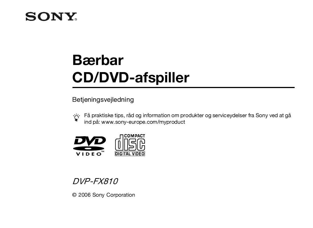 Mode d'emploi SONY DVP-FX810