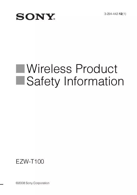 Mode d'emploi SONY EZW-T100