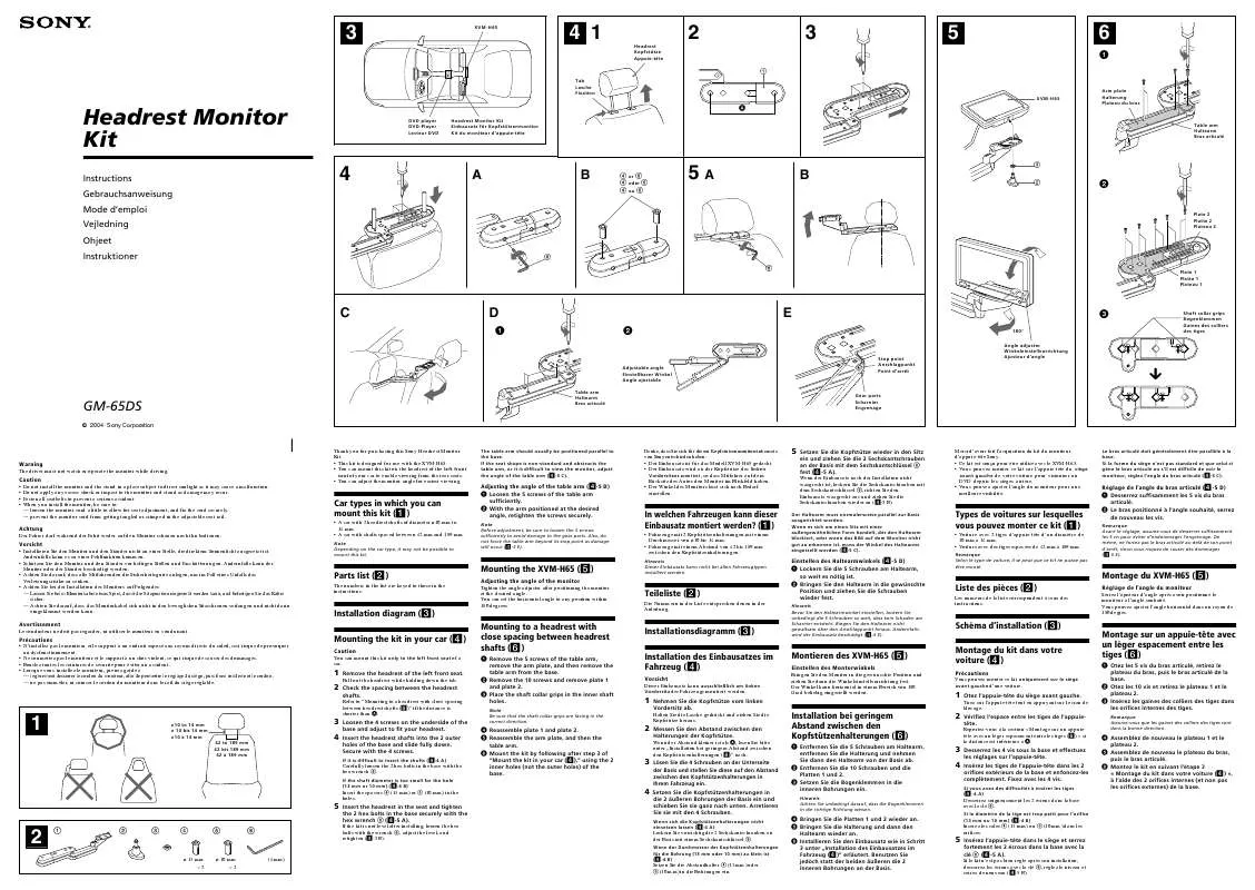 Mode d'emploi SONY GM-65DS