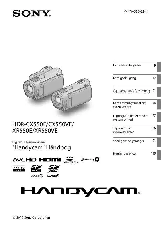 Mode d'emploi SONY HDR-CX550E