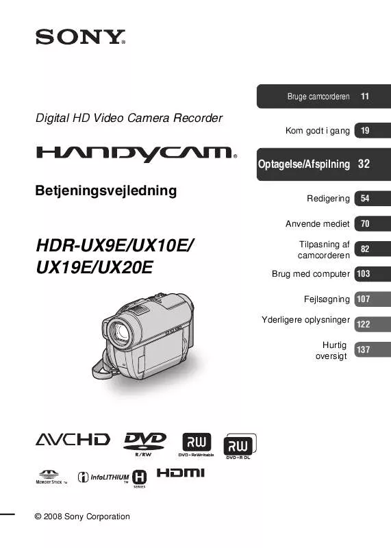 Mode d'emploi SONY HDR-UX10E