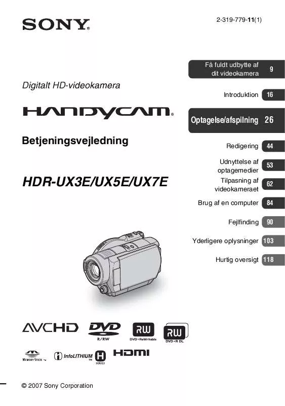 Mode d'emploi SONY HDR-UX3E