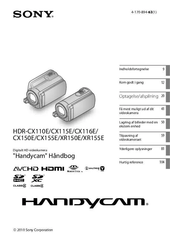 Mode d'emploi SONY HDR-XR155E