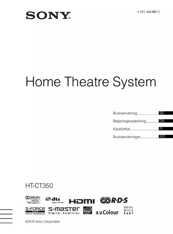 Mode d'emploi SONY HT-CT350